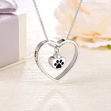Load image into Gallery viewer, JXJL Heart Cremation Urn Necklace for Pet/Dog/Cat Ashes Keepsake Memorial Jewelry Paw Print Urn Pendant Necklace