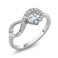 Load image into Gallery viewer, Gem Stone King 925 Sterling Silver Heart Shape Sky Blue Aquamarine Women's Infinity Ring (0.39 Cttw) (Size 7)