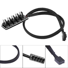 Load image into Gallery viewer, PWM Fan Hub PC 5 Way Splitter Sleeved PWM Fan Splitter Hub Adapter Cable for 12V Desktop Computer Cooler Case Fans 4-Pin & 3-Pin 14 inches (2 Pack) TeamProfitcom