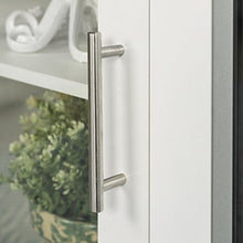 Load image into Gallery viewer, Walker Edison Furniture Company Modern Glass and Wood Fireplace Universal Stand with Open TV's up to 58" Flat Screen Living Room Storage Entertainment Center, White