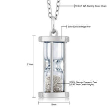 Load image into Gallery viewer, Gem Stone King 925 Sterling Silver Genuine Diamond Dust Hourglass Pendant Necklace (0.50 Ct, With 18 Inch Chain)