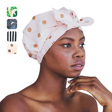 Load image into Gallery viewer, Kitsch Luxury Shower Cap for Women - Waterproof, Reusable Shower Cap for Long Hair, Fashionable Shower Cap (Blush Dot)
