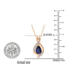 Load image into Gallery viewer, Dazzlingrock Collection Pear 9X6 MM Lab Created Blue Sapphire & Round Natural White Diamond Ladies Teardrop Pendant,14K Rose Gold