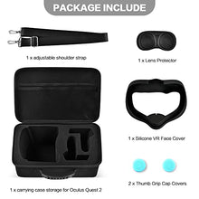 Load image into Gallery viewer, Hard Carrying Case for Oculus Quest 2 All-in-One VR Gaming Headset and Touch Controllers, Portable Travel Cover Storage Bag with Silicone Face Cover & Lens Protector for Quest 2 Accessories - Black