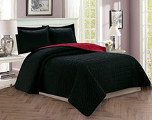 Load image into Gallery viewer, Elegant Comfort Luxury 3-Piece Bedspread Coverlet Majestic Design Quilted Set with Shams - All Season Heavy Weight- Hypoallergenic- Wrinkle & Fade Resistant- Full/Queen, Black/Burgundy