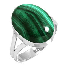 Load image into Gallery viewer, 925 Sterling Silver Ring Natural Malachite Handmade Jewelry Size 9