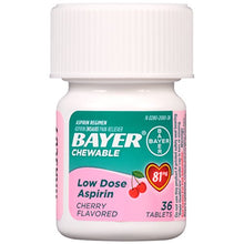 Load image into Gallery viewer, Aspirin Regimen Bayer, 81mg Chewable Tablets, Pain Reliever, Cherry, 36 Count