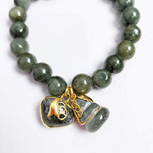Load image into Gallery viewer, 10 mm Natural Green Jade Round Real Bracelets Bangle for Women Charms with Pendant Love Heart and Lucky Gourd Powerful Thai Pendant Prosperity Success in Life Trade Flourish