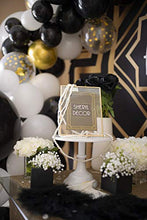 Load image into Gallery viewer, 4 Sizes – Black White Gold Balloon Garland Kit & Arch for New Years, Graduation or Birthday – Small and Large Black and White Balloons with Gold Confetti – Party Decorations for Gatsby Roaring 20s