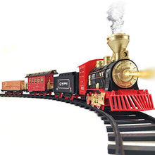 Load image into Gallery viewer, Train Set - 2020 Updated Electric Train Toy for Boys Girls w/ Smokes, Lights & Sound, Railway Kits w/ Steam Locomotive Engine, Cargo Cars & Tracks, for 3 4 5 6 7 8+ Year Old Kids