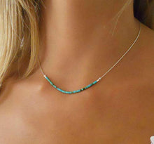 Load image into Gallery viewer, Handmade Sterling Silver Necklace With Tiny Turquoise Beads bar