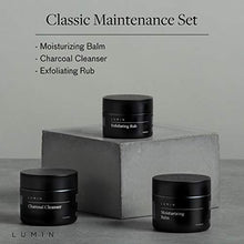 Load image into Gallery viewer, The Classic Maintenance Collection for Men (Oily Skin): Cleanse, Hydrate, and Renew Skin - Includes Moisturizing Balm, Exfoliating Rub, and Charcoal Cleanser - Achieve Your Best Look with Lumin