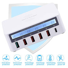Load image into Gallery viewer, Multiport USB Charging Station,100W 6 Port USB Fast Charging Station hub Fast Charging QC3.0 and PD Fast Chargers Apply to iPhone iPad Samsung Kindle Tablet Bluetooth earplugs