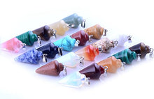 Load image into Gallery viewer, 20pcs Mutilcolor Stone Healing Chakra Pendulum Line Cone Pendants Crystal Quartz Stone Charms Lot for Women Jewelry Making