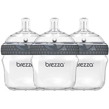 Load image into Gallery viewer, Baby Brezza Two Piece Natural Baby Bottle with Lid - Ergonomic, Wide Neck Design Makes it The Easiest to Clean - Modern Look - Anti-Colic - BPA Free Plastic - Grey – 5oz – 3 Bottles