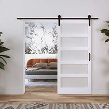 Load image into Gallery viewer, BARNER HOME 36in x 84in Sliding Barn Door, MDF, Primed, 5 Glass Panel,Need to Assemble, with 6.6ft Hardware, Handle and Floor Guide