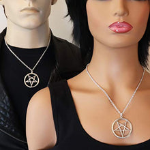 Load image into Gallery viewer, Real Metal Sterling Silver Inverted Pentacle Pentagram Pendant with 20 Inch Sterling Silver Necklace