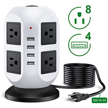 Load image into Gallery viewer, Power Strip Tower Surge Protector - 5M/16.4FT Surge Protector Power Strip with USB, Power Strip with Surge Protection with 8 AC Outlets & 4 USB Ports, Overload Protection, Short Circuit Protection.