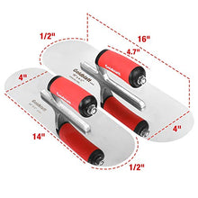 Load image into Gallery viewer, Goldblatt 2 Pieces Pool Trowel Stainless Steel with Soft Grip Handle, Includes 16'' x 4-1/2'' & 14'' x 4'' Finishing Trowels Set, Lightweight Alloy Mounting, Round End
