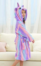 Load image into Gallery viewer, Doctor Unicorn Soft Unicorn Hooded Bathrobe Sleepwear Matching Doll & Girls (Bright Purple, 4-5T)