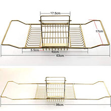 Load image into Gallery viewer, 304 Stainless Steel Bathtub Caddy Tray Expandable Bath Organizer, Tub Shelf for Reading with Book Rack,Perfect for Relaxing,Fits Most Bathtubs