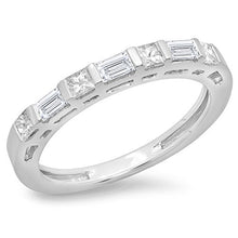 Load image into Gallery viewer, Dazzlingrock Collection 0.60 Carat (ctw) 14K Princess & Baguette Diamond Ladies Wedding Stackable Band, White Gold, Size 6.5