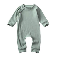 Load image into Gallery viewer, Kuriozud Unisex Baby Boy Girl Zipper Romper Jumpsuit One Piece Outfits (Light Green,0-3 Months)