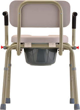 Load image into Gallery viewer, NOVA Medical Products Drop Arm Commode with Padded Seat and Back, Drop Down Arms for Easy Transfer, Stand Alone Bed Side Commode and Over The Toilet Commode, Comes with Bucket, Lid and Slash Guard