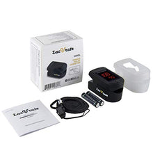 Load image into Gallery viewer, Zacurate Pro Series 500DL Fingertip Pulse Oximeter Blood Oxygen Saturation Monitor with Silicon Cover, Batteries and Lanyard (Royal Black)
