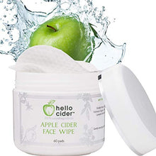 Load image into Gallery viewer, Apple Cider Vinegar Acne Face Toner Pads - Organic Tea Tree, Witch Hazel, Rose, Lavender. Cleanse, Tone, Hydrate, Calm & Sooth. 60 Pads. USA by Hello Cider