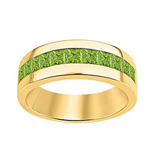 Load image into Gallery viewer, dazzlingjewelrycollection 14K Yellow Gold Over Sterling Silver Princess Cut Peridot Mens Wedding Band Ring
