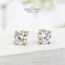 Load image into Gallery viewer, 3/8 cttw Natural Diamond Earrings AGS Certified Diamond Stud Earrings for Women 14 Karat Yellow Gold Round Brilliant Shaped Earrings 4 Prong Setting with Screw Back and Post Studs