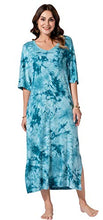 Load image into Gallery viewer, WEKILI Womens V Neck Ultra-Soft Plus-sized Nightgowns Pockets Oversized Casual Loose Long Sleep Dress Tie Dye Light Blue M