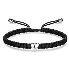 Load image into Gallery viewer, ZENI Heart Bracelet for Women girl, Black Rope Bracelet 925 Silver Handmade Braid Adjustable Bracelet Love Friendship Jewelry Gift