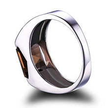 Load image into Gallery viewer, Jewelrypalace Men's Square 2.2ct Genuine Smoky Quartz Wedding Ring 925 Sterling Silver Size 10