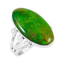 Load image into Gallery viewer, Green Turquoise Ring Sterling Silver 925 Genuine Gemstones Size 6 to 11 (Oval Classic, 11)