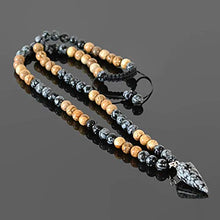 Load image into Gallery viewer, Snowflake Obsidian and Picture Jasper Long Beaded Dowsing Pendulum Pendant Necklace for Men Natural Stone Handmade Jewelry
