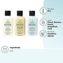 Load image into Gallery viewer, Hempz Original, Sweet Pineapple & Honey Melon, and Triple Moisture Travel Size Moisturizers, Pure, Natural & Herbal Hemp Seed Lotion for Dryness, 2.25oz, 3-Pack Bundle