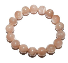 Load image into Gallery viewer, 12mm Peach Moonstone Bracelet 01 Psychic Yin Crown Chakra Spiritual Healing Crystal Energy (7.25)