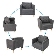 Load image into Gallery viewer, STHOUYN Mid Century Modern Upholstered Fabric Accent Chair with Arms Set of 2 Armchair Comfy Reading Chair for Living Room Studio Office Couch, Single Sofa Set Bedroom Grey