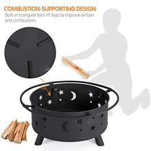 Load image into Gallery viewer, YAHEETECH Outdoor 30 Inch Fire Pit, Metal Firepit Bonfire Wood Burning Heater Stove Backyard Patio Garden Firepit for Outside with Spark Screen and Fireplace Poker, Stars and Moons Design Pattern