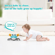 Load image into Gallery viewer, Adebena Sensing Crawling Crab, Tummy Time Baby Toys with Music Sounds & Lights, Fun Early Development Walking Dancing Crab Toy, Infant Birthday Gifts for Babies Boys Girls Toddlers, USB Rechargeable