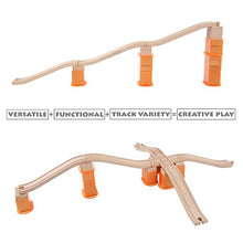 Load image into Gallery viewer, Orbrium Toys Multi-Level 110 Piece Wooden Train Bulk Track Expansion Pack with Stackable Track Riser Stabilizers Compatible with Thomas The Tank Engine Brio Chuggington Melissa & Doug Imaginarium Set