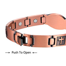 Load image into Gallery viewer, Jecanori Copper Magnetic Bracelet for Men 99.9% Copper Black Cross Magnetic Therapy Bracelet Pain Relief for Arthritis and Carpal Tunnel Health Healing Bracelet with Beautiful Jewelry Box, Adjustable