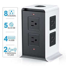 Load image into Gallery viewer, Power Strip Surge Protector Tower 2020, SMALLRT 8 Outlet 4 USB Ports 16.4FT/5M Plug Lead Extension Cord with Safety Socket with Overload Protection