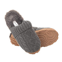 Load image into Gallery viewer, Jessica Simpson Women's Soft Cable Knit Slippers with Indoor/Outdoor Sole, Charcoal, Large