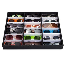 Load image into Gallery viewer, Juvale 18 Slot Sunglasses Storage Case, Glasses Tray, Multiple Eyeglasses Organizer Box (Black, 19 x 15 inches)