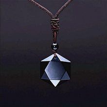 Load image into Gallery viewer, COOLSOME Obsidian/Tiger-stone Natural Stone Amulet Hexagram Pendant Necklace for Him/Her Couples Men Women (Hexagon)