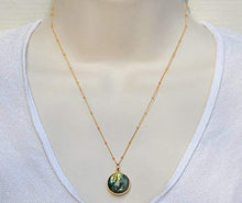 Load image into Gallery viewer, Large Round Natural Labradorite Pendant Necklace, Labradorite Necklace, Blue Labradorite Jewelry, 18mm Round Gemstone Pendant Necklace