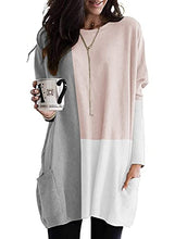 Load image into Gallery viewer, Nirovien Womens Casual Color Block Tunic Tops Round Neck Sweatshirt with Pockets Fall Tops for Leggings(Pink,L)